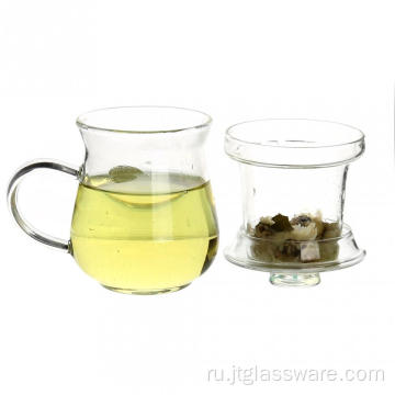 Стеклянная кружка для заварки чая с сыпучими листьями